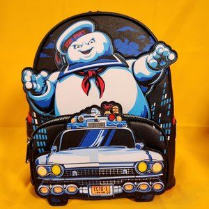 Loungefly Ghostbusters Stay Puft Man Chasing Ecto - 1 Light UP Mini Backpack NEW